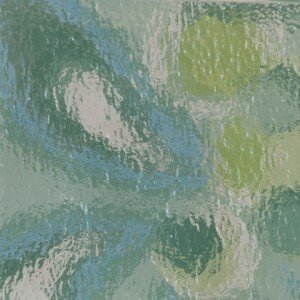 Textured glass effect with watery ripples in green and blue tones
