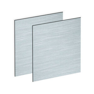 Light blue-tinted aluminum metal sheets with horizontal brushed finish