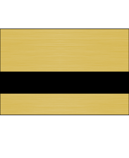 Gold/brass metal nameplate with black horizontal stripe, for premium signage applications