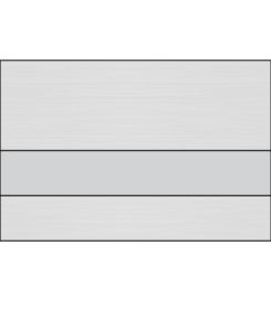 Three-tiered silver/aluminum metal panel with horizontal brushed finish, showing uniform light silver coloration across all sections