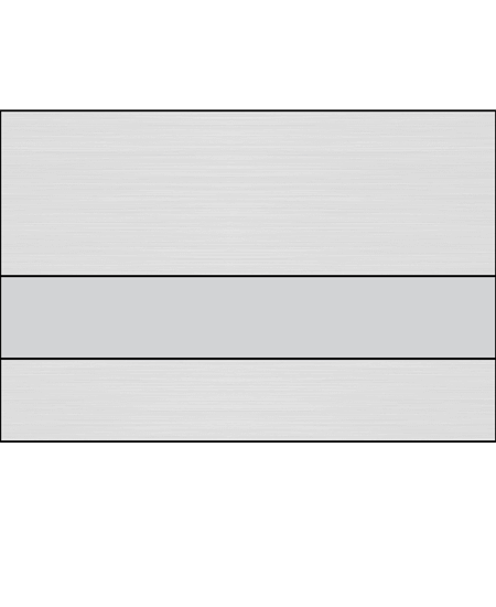 Three-tiered silver/aluminum metal panel with horizontal brushed finish, showing uniform light silver coloration across all sections