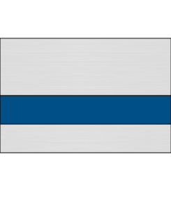 Three-tiered metal panel with silver/aluminum top and bottom sections featuring brushed finish, separated by a navy blue/dark blue center section