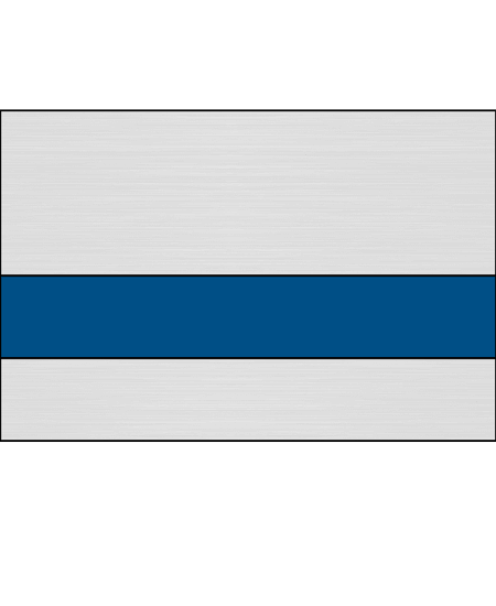 Three-tiered metal panel with silver/aluminum top and bottom sections featuring brushed finish, separated by a navy blue/dark blue center section