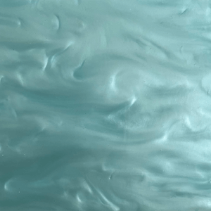 Aqua blue pearl acrylic sheet with flowing wave-like patterns and glossy finish