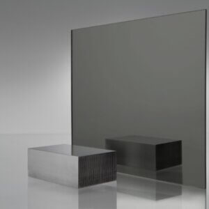 Charcoal gray tinted transparent acrylic sheet with metallic finish, featuring smoky appearance and shadow cast
