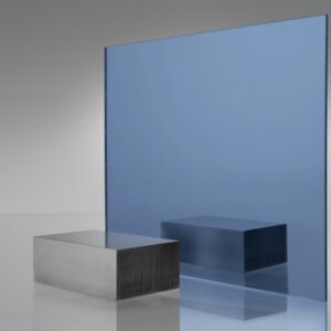 Slate blue mirror acrylic sheet with reflective surface, showing subtle blue-tinted mirror reflection