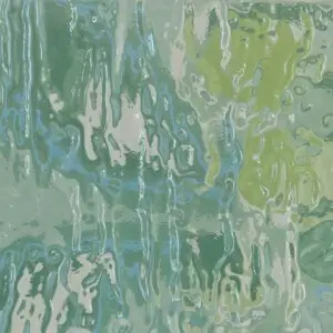 Close-up of a Rain Acrylic Sheet featuring a textured surface with a wavy, water-like pattern in shades of green, blue, and translucent tones